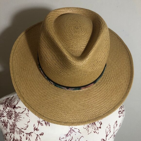 Fiesta Santa Barbara Straw Fedora Hat — Made in USA, Floral Band & Concho main image 11